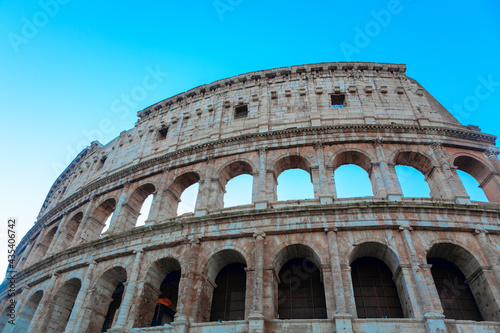 Flavian Amphitheatre in Rome . Famous building from Roman Empire . Colosseum on the Palatine Hill