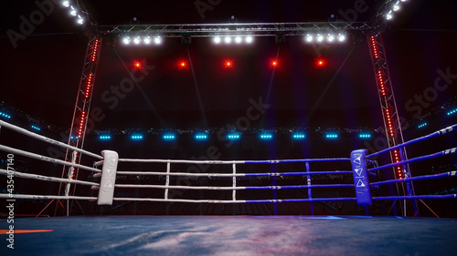 Empty boxing arena waiting new round 3d render illustration