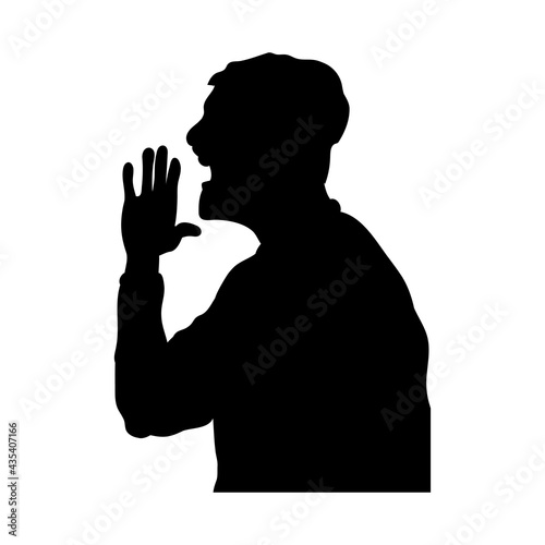 Shouting man icon, vector illustration in black isolated on white background.