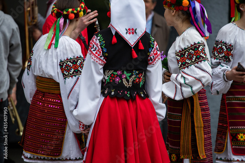 Ukrainian national clothing - embroideries. Young people in embroidered shirts