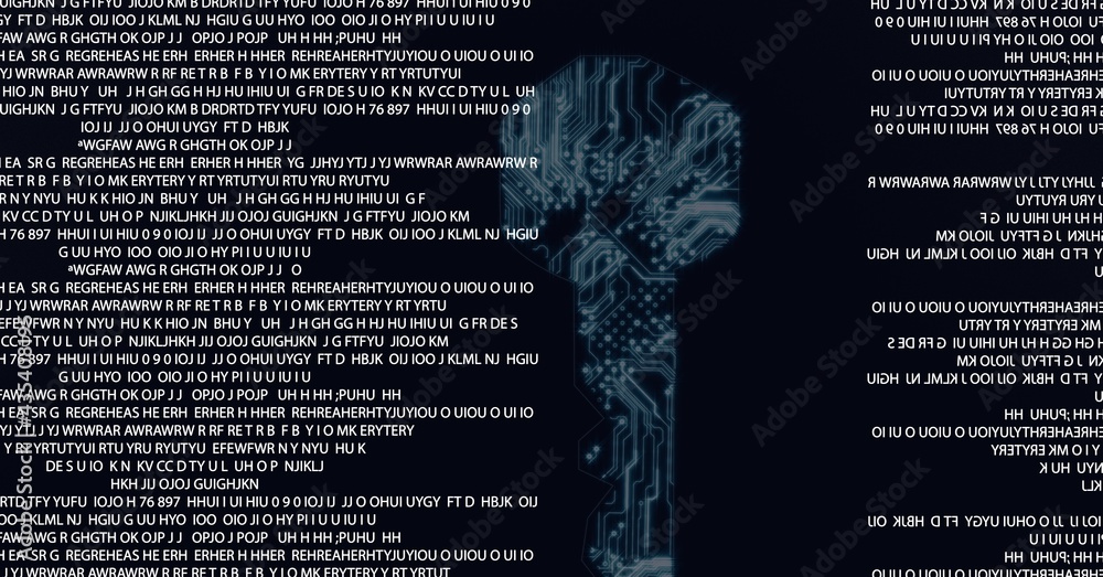 Naklejka premium Composition of digital data processing over key formed with processor circuit board