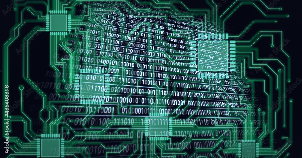 Composition of binary coding processing ove computer circuit board Composition of binary coding processing ove computer circuit board