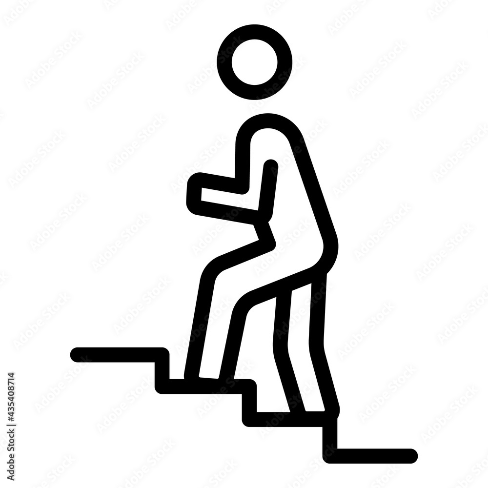 Man up stairs icon. Outline Man up stairs vector icon for web design isolated on white background Man up stairs icon. Outline Man up stairs vector icon for web design isolated on white background