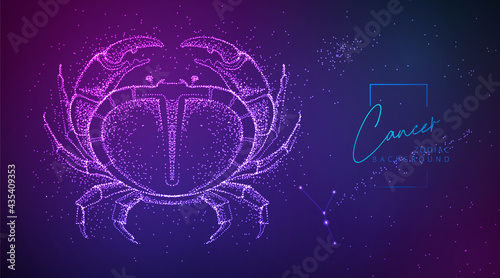 Neon modern  fluid background with astrology Cancer zodiac sign. Vector illustration