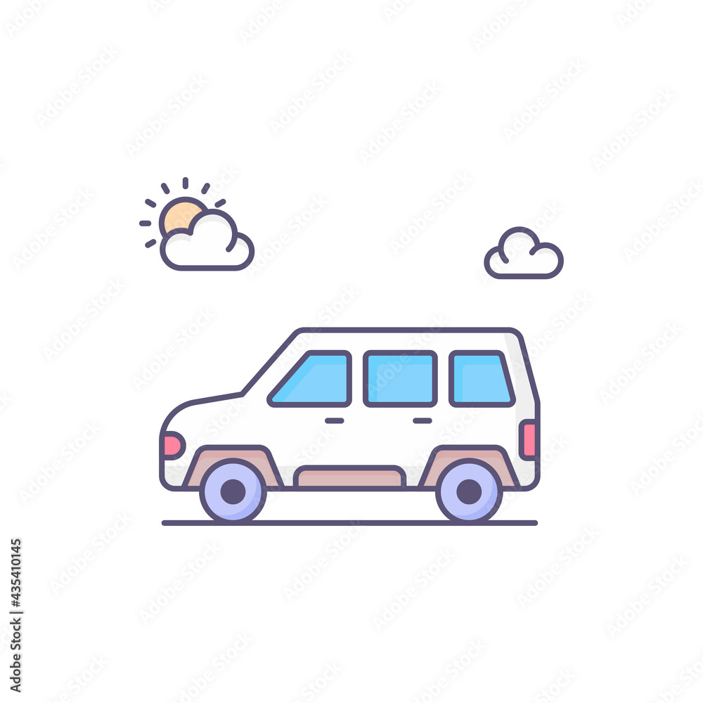 minibus vector fill outline icon style illustration. EPS 10 File
