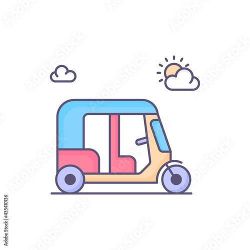 Auto rickshaw vector fill outline icon style illustration. EPS 10 File