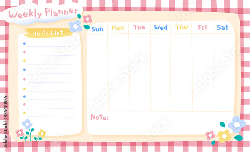 Pastel Gingham Weekly planner