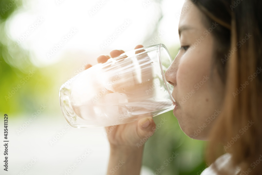 woman drinking fresh water, healthcare concept woman drinking fresh water, healthcare concept