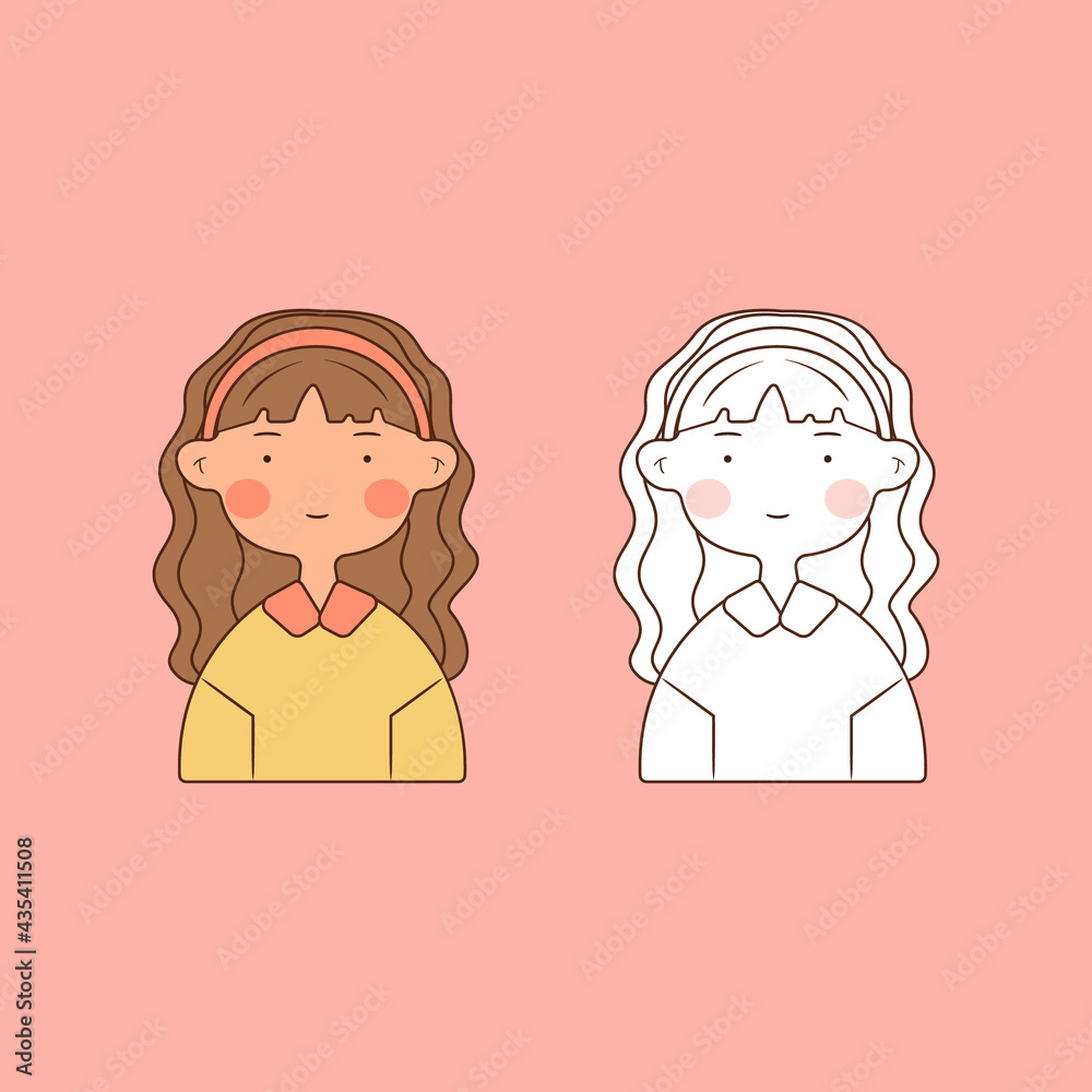 collection of cute girls vector illustration isolated pink