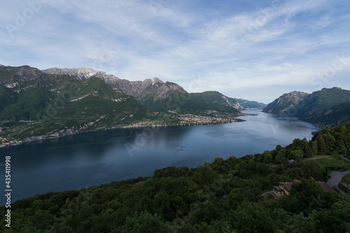 Landscape panoramic view over Lecco branch of lake Como from Civenna. © SirDiegoSama