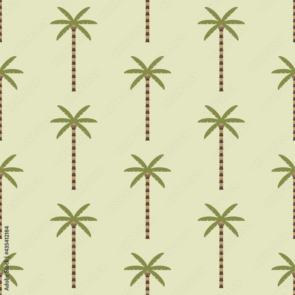 Seamless pattern of simplicity palm tree in flat style. ready to use for cloth, textile, wrap and other.