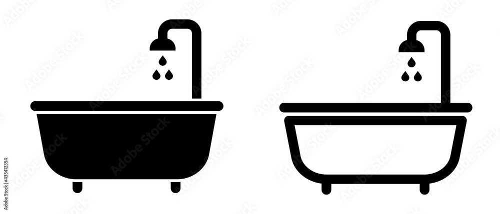 Bathtub icon, bath shower. Vector illustration. Bathtub icon, bath shower. Vector illustration.