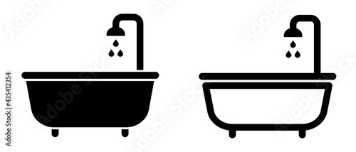 Bathtub icon, bath shower. Vector illustration.