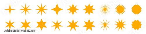 Set of black starburst. Star. Collection of trendy stars shapes. Vector icons for apps and websites. photo
