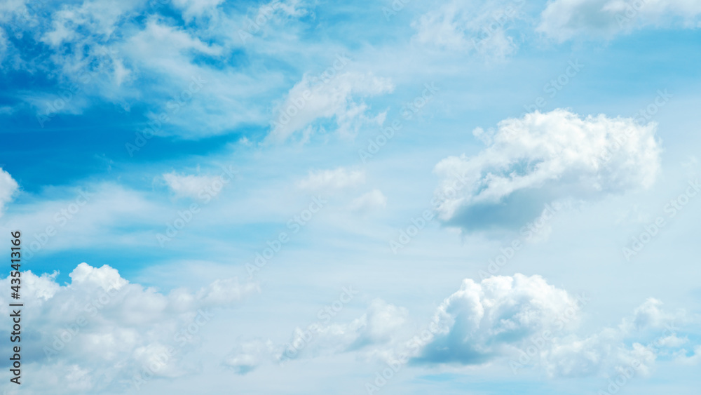 Fototapeta premium Panoramic Blue Sky with light clouds banner background