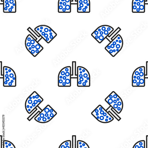 Line Virus cells in lung icon isolated seamless pattern on white background. Infected lungs. Coronavirus, COVID-19. 2019-nCoV. Colorful outline concept. Vector