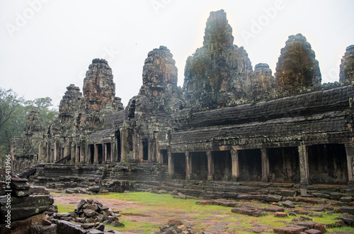  Bayon the central temple of Angkor Thom  late 12th century. It rains in the rainy season.  Cambodia  04.10. 2019 