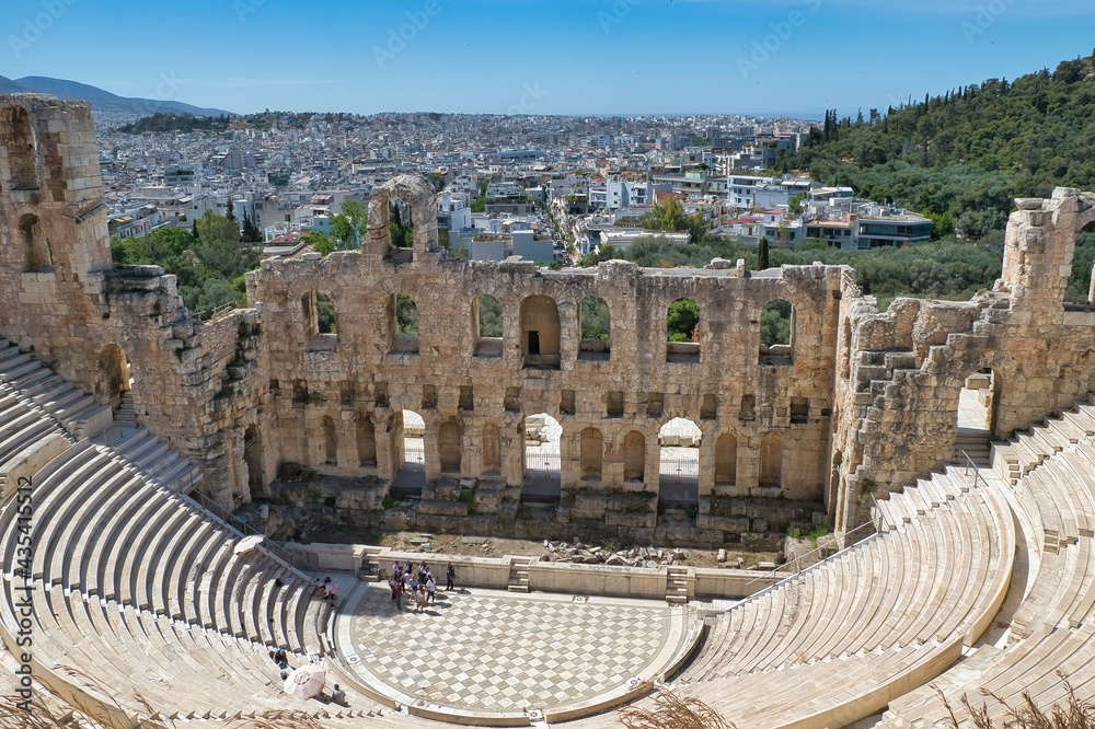 The theater of Herodion Atticus under the ruins of Acropolis, Athens, Greece.