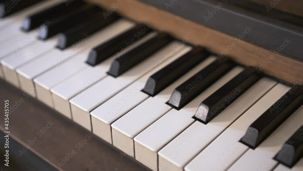 Close-Up Pan Of Black And White Keys On An Organ Keyboard - Erfurt, Germany Close-Up Pan Of Black And White Keys On An Organ Keyboard - Erfurt, Germany