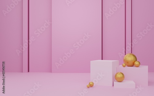 Background 3D geometic podium Pink Color Design minimal illustration 3D rendering. photo