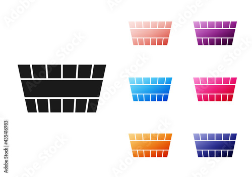 Black Sauna bucket icon isolated on white background. Set icons colorful. Vector
