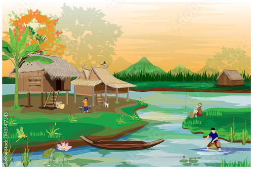 lifestyle of people at countryside vector design