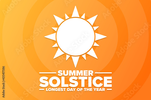 Summer Solstice. Longest day of the year. Holiday concept. Template for background, banner, card, poster with text inscription. Vector EPS10 illustration.