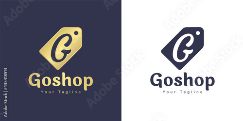 The letter G logo has a label shop concept