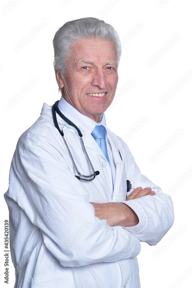 portrait of senior male doctor with stethoscope portrait of senior male doctor with stethoscope