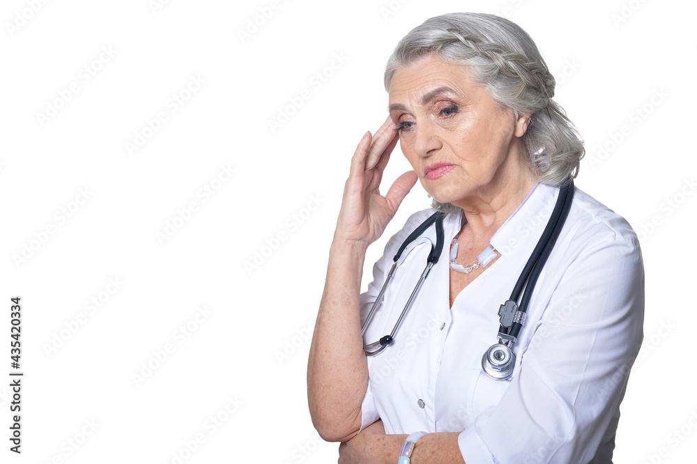 female senior doctor on white background female senior doctor on white background