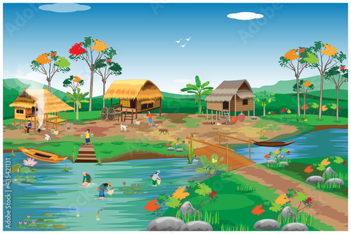 lifestyle of people at countryside vector design