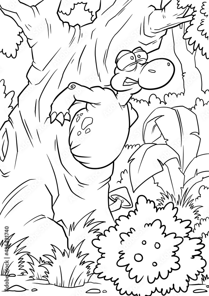 Fototapeta premium Coloring book for children with a dinosaur