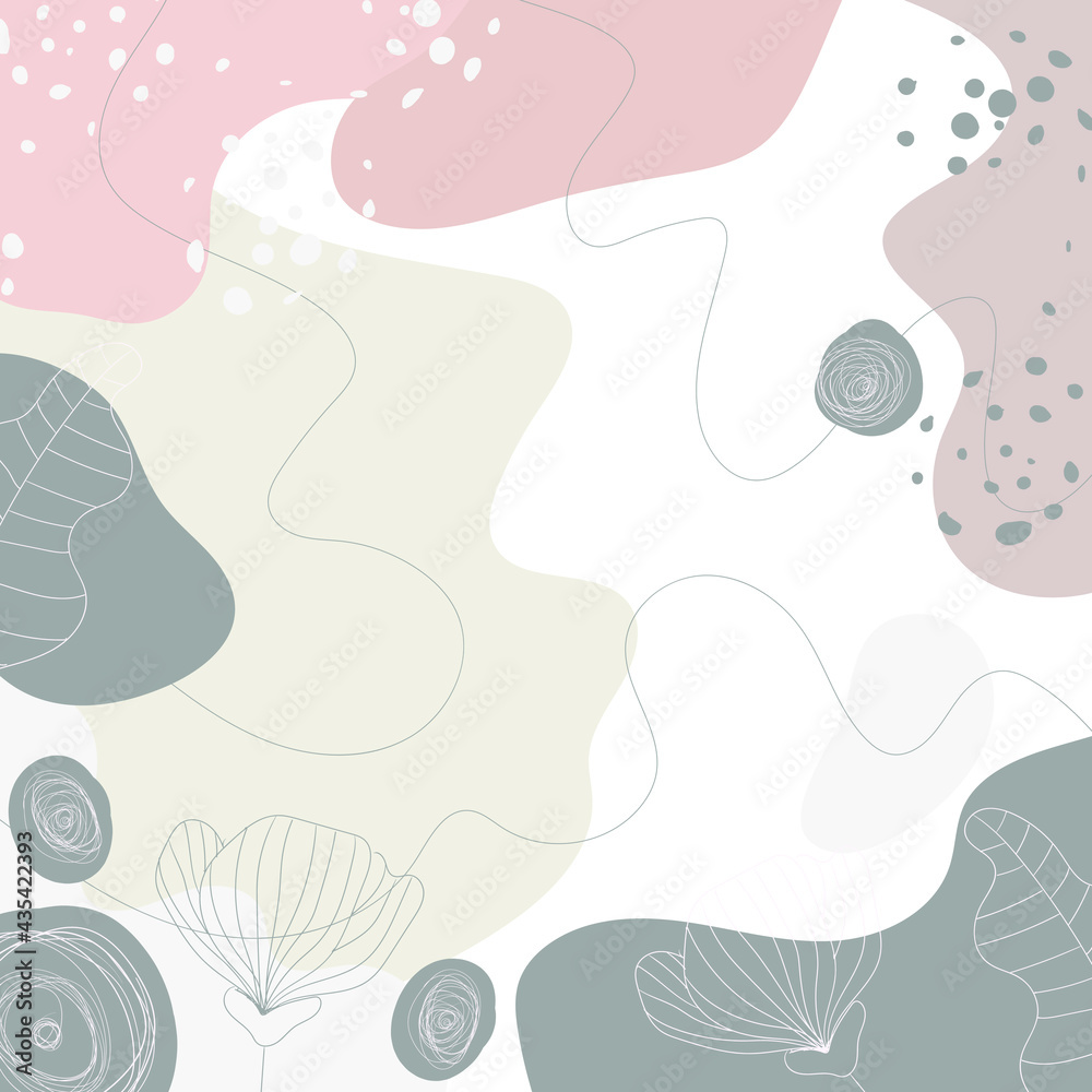 modern floral colorful background with abstract shapes leaves