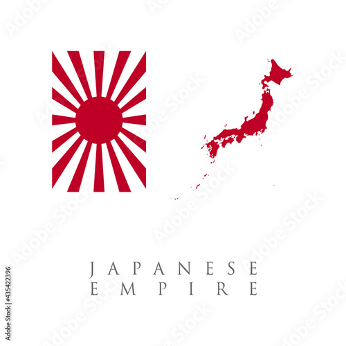 Militarism, Empire of Japan, japanese army flag, japan map, world war two image. vector map of the Empire of Japan for your design. Map of Empire of Japan/Japanese Empire during WWII in 1942,