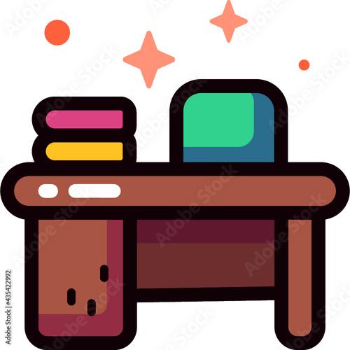 Desk Icon - Style : Lineal Color