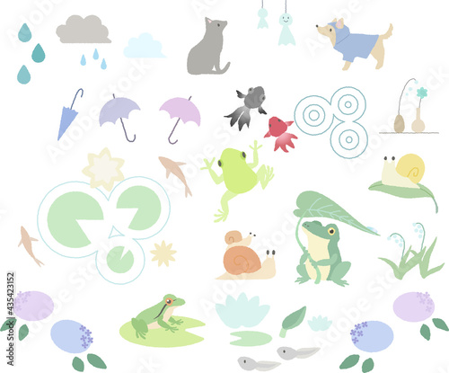 雨の日のイラストセット