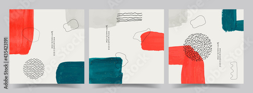 Vector illustration. Abstract contemporary aesthetic backgrounds. Design for social media template, web banner. Wall decor. Modern art print. Watercolor painting. Hand painted artwork collection