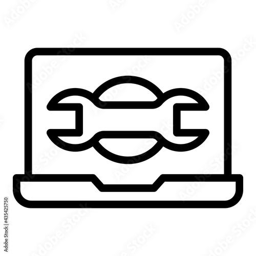 Key repair laptop icon. Outline Key repair laptop vector icon for web design isolated on white background