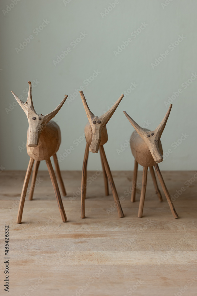 Fototapeta premium carved and hand-sculpted wooden buffaloes