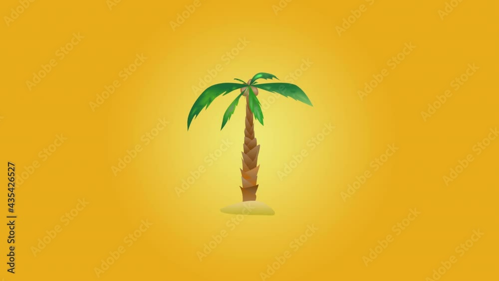 été, palmier, arbre, ile, paradis, vacance, noix de coco, pousse, grandir, grandit, animation, dessin, motion désigne, isolé, place pour titre, titre, jaune, rose, bleu, orange, feuille, fraicheur, 
