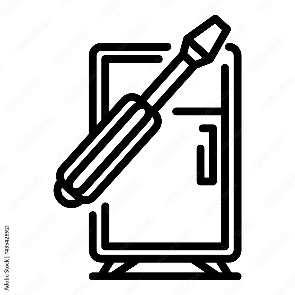 Refrigerator repair service icon. Outline Refrigerator repair service vector icon for web design isolated on white background