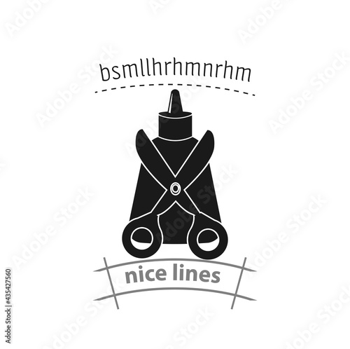 scissors with paper glue simple vector icon. asd isolated icon