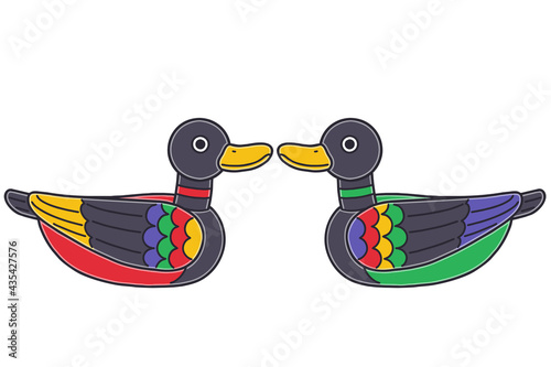 A pair of wooden wild goose for wedding. This is a wooden goose set used for traditional Korean weddings. Vector illustrations set.