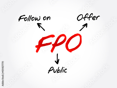 FPO - Follow on Public Offer acronym, business concept background