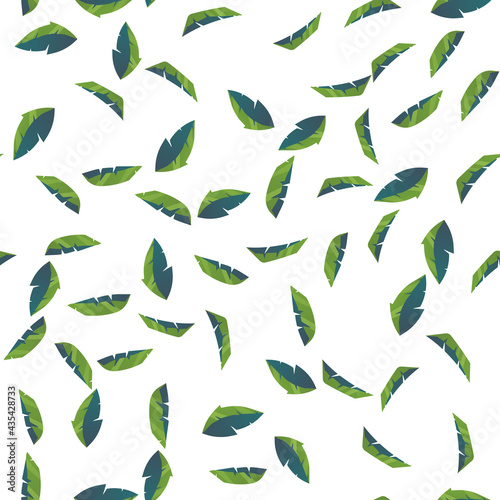Seamless pattern from leaves of natural branches, green leaves, herbs, tropical plants. Good for clothing and textiles. Vector illustration.