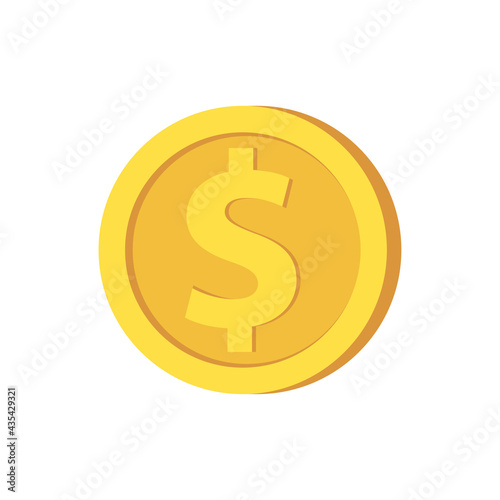 Gold coin on white background. Flat vector illustration. EPS 10