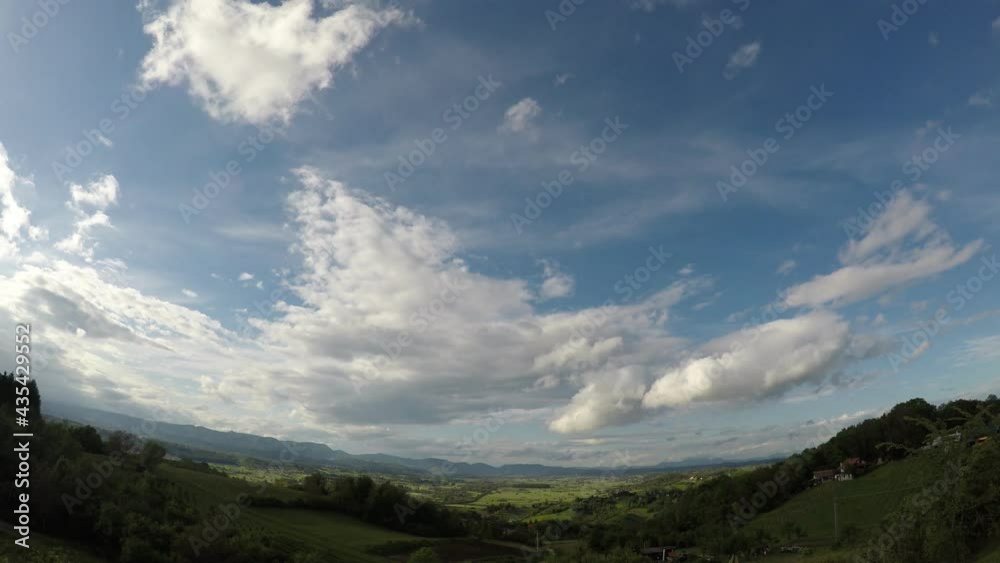 Time lapse of moving clouds, morning, north Croatia, wide angle Time lapse of moving clouds, morning, north Croatia, wide angle