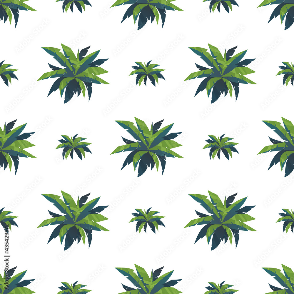 Seamless pattern from palm trees top view. Good for clothing and textiles.