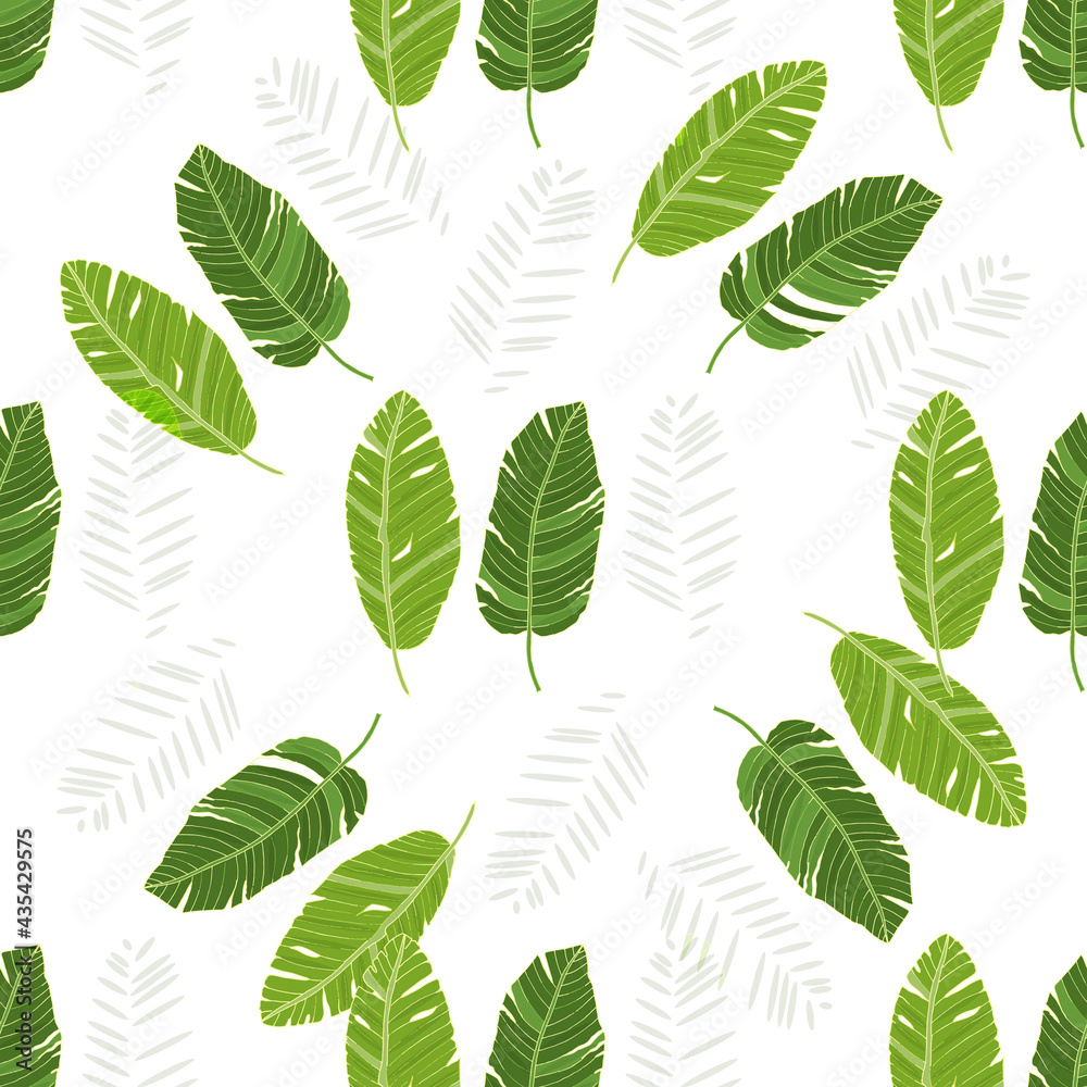 Exotic leaves seamless pattern vector for textile, wraping, wallpaper or other design