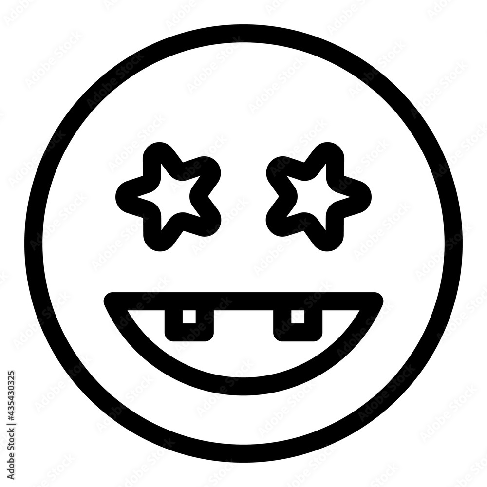 Excited face icon. Outline Excited face vector icon for web design isolated on white background Excited face icon. Outline Excited face vector icon for web design isolated on white background